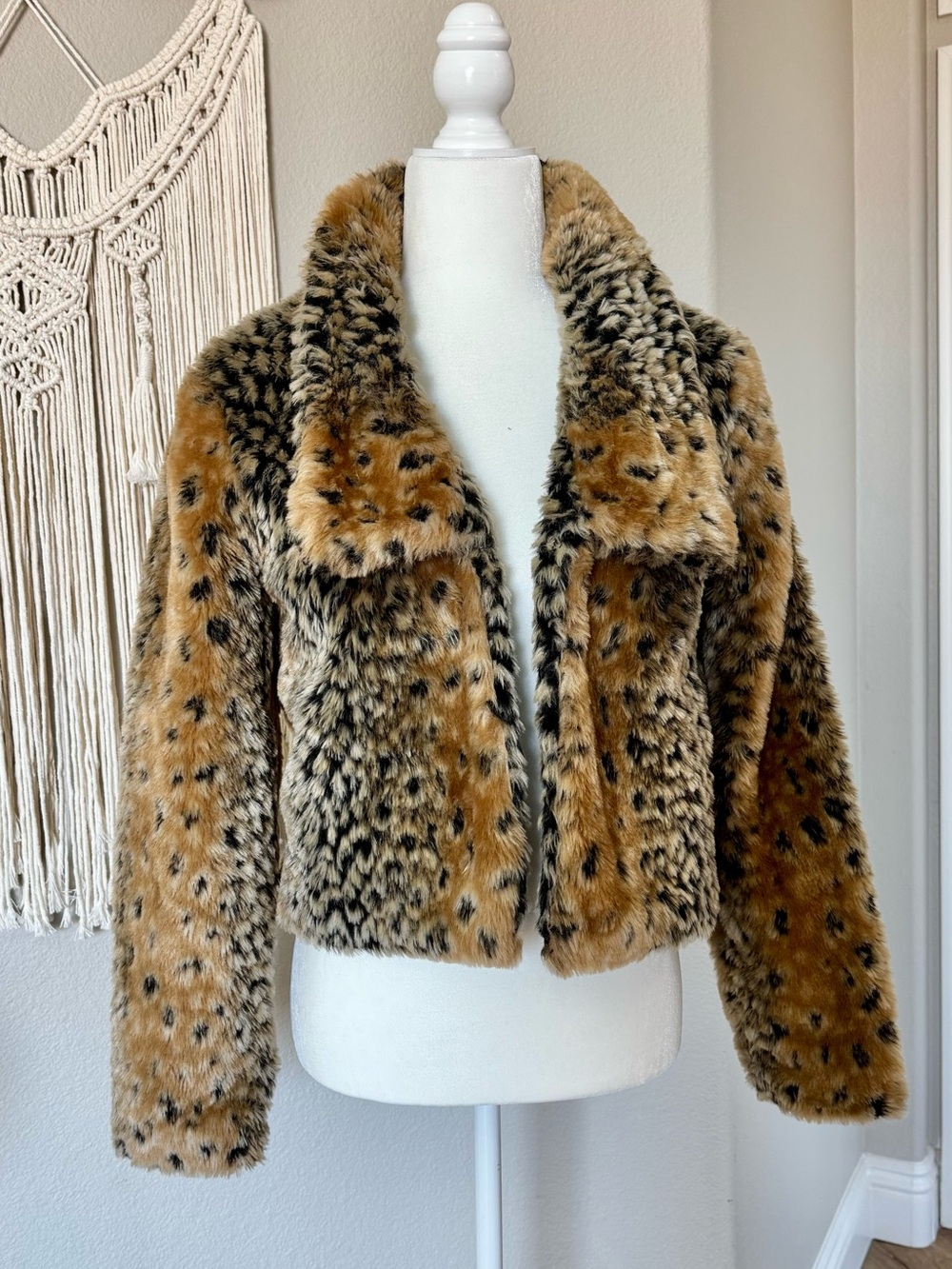 Cotton On Faux Fur Leopard-Print Jacket - Brown & Black